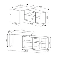 Eckschreibtisch "Dante" Weiß 145 X 120 Cm Vicco 12 Eckschreibtisch "Dante" Weiß 145 X 120 Cm Vicco -Vicco m3362 03 ol