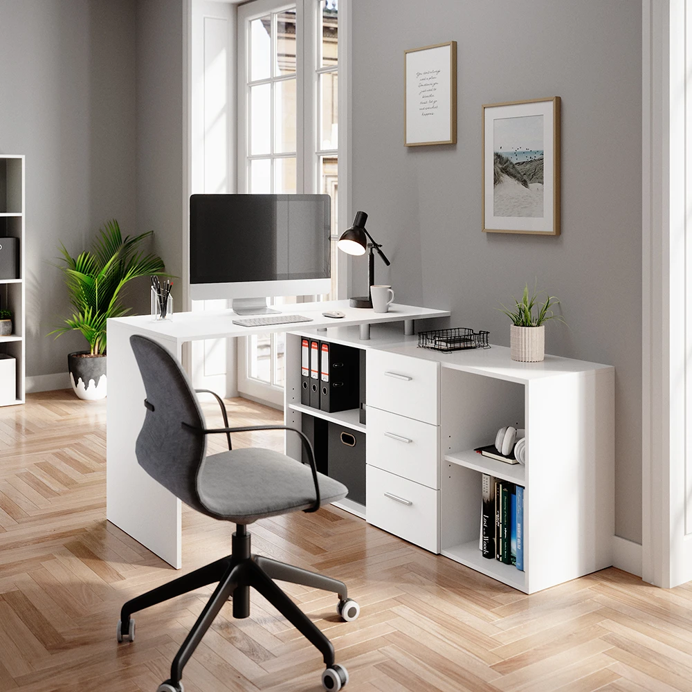 Eckschreibtisch "Dante" Weiß 145 X 120 Cm Vicco 6 Eckschreibtisch "Dante" Weiß 145 X 120 Cm Vicco – Bild 4