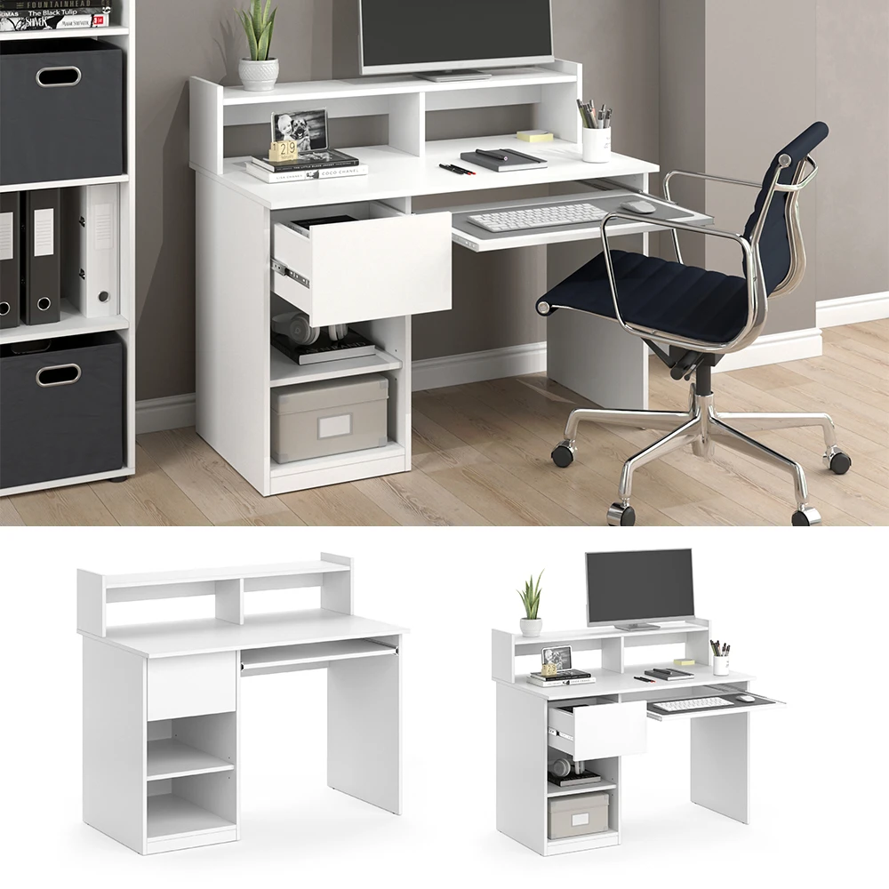 Schreibtisch "Keno" Weiß 106 X 60 Cm Vicco 4 Schreibtisch "Keno" Weiß 106 X 60 Cm Vicco – Bild 2