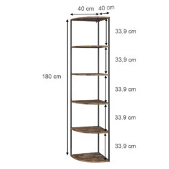 Bücherregal "Fyrk" Eiche Rustikal/Schwarz 40 X 180 Cm Vicco -Vicco m3370 03 ol