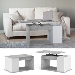 Couchtisch "Hugo" Weiß/Beton 90 X 49 Cm Vicco -Vicco m3371 02 ol