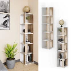 Eckregal "Lio" Weiß/Sonoma 33.3 X 162.2 Cm Vicco -Vicco m3380 02 ol