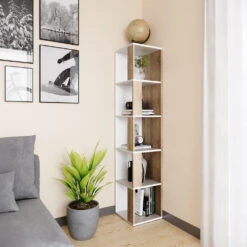 Eckregal "Lio" Weiß/Sonoma 33.3 X 162.2 Cm Vicco -Vicco m3380 04 ol