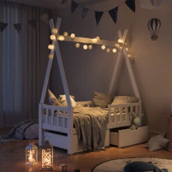 Tipi-Bett "Tipi" Weiß 70x140 Cm Mit Rausfallschutz Und Schubladen Vitalispa 15 Tipi-Bett "Tipi" Weiß 70x140 Cm Mit Rausfallschutz Und Schubladen Vitalispa -Vicco m3384 2s 06 ol