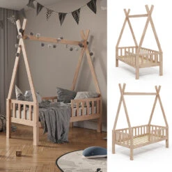 Tipi-Bett "Tipi" Naturholz 70x140 Cm Mit Rausfallschutz Vitalispa 12 Tipi-Bett "Tipi" Naturholz 70x140 Cm Mit Rausfallschutz Vitalispa -Vicco m3385 02 ol