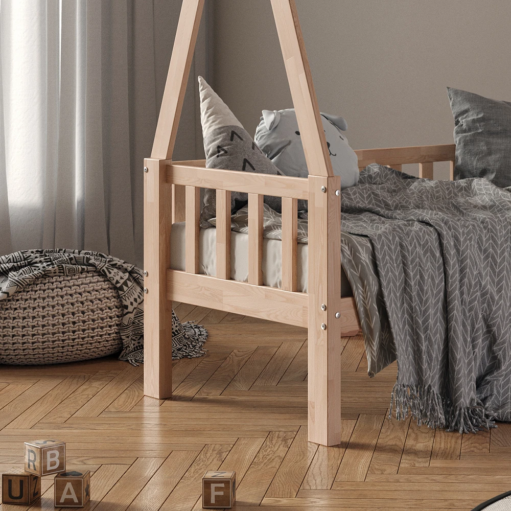 Tipi-Bett "Tipi" Naturholz 70x140 Cm Mit Rausfallschutz Vitalispa 7 Tipi-Bett "Tipi" Naturholz 70x140 Cm Mit Rausfallschutz Vitalispa – Bild 5