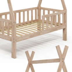 Tipi-Bett "Tipi" Naturholz 70x140 Cm Mit Rausfallschutz Vitalispa 16 Tipi-Bett "Tipi" Naturholz 70x140 Cm Mit Rausfallschutz Vitalispa -Vicco m3385 07 ol