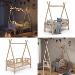 Tipi-Bett "Tipi" Naturholz 70x140 Cm Mit Rausfallschutz Vitalispa 17 Tipi-Bett "Tipi" Naturholz 70x140 Cm Mit Rausfallschutz Vitalispa -Vicco m3385 08 ol