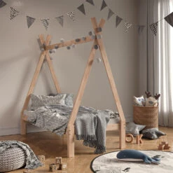 Tipi-Bett "Tipi" Naturholz 80x160 Cm Vitalispa