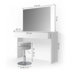 Schminktisch "Azur" Weiß 120 Cm Mit Hocker Vicco -Vicco m338 hw s 03 ol