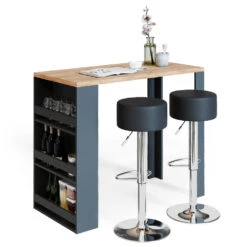 Bartisch Set Eiche/Anthrazit 117 X 57 Cm Mit 2 Barhockern Vicco 15 Bartisch Set Eiche/Anthrazit 117 X 57 Cm Mit 2 Barhockern Vicco -Vicco m3402 hs 07 ol