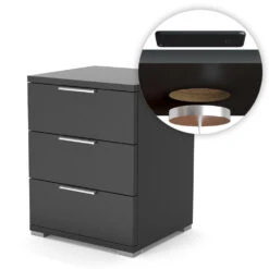 Nachttisch "Florenz" Schwarz 46.2 X 60 Cm Mit QI-Ladegerät Vicco