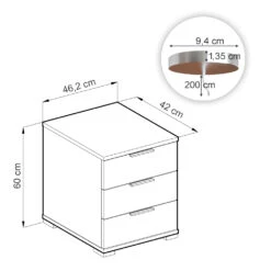 Nachttisch "Florenz" Schwarz 46.2 X 60 Cm Mit QI-Ladegerät Vicco -Vicco m3428 qi 03 ol