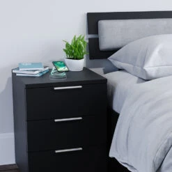 Nachttisch "Florenz" Schwarz 46.2 X 60 Cm Mit QI-Ladegerät Vicco -Vicco m3428 qi 05 ol