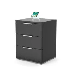 Nachttisch "Florenz" Schwarz 46.2 X 60 Cm Mit QI-Ladegerät Vicco -Vicco m3428 qi 07 ol