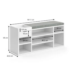 Schuhbank "Eleon" Weiß 101 X 45 Cm Vicco -Vicco m3454 03 ol
