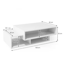 Couchtisch "Bari" Weiß 105 X 32 Cm Vicco -Vicco m3456 03 ol