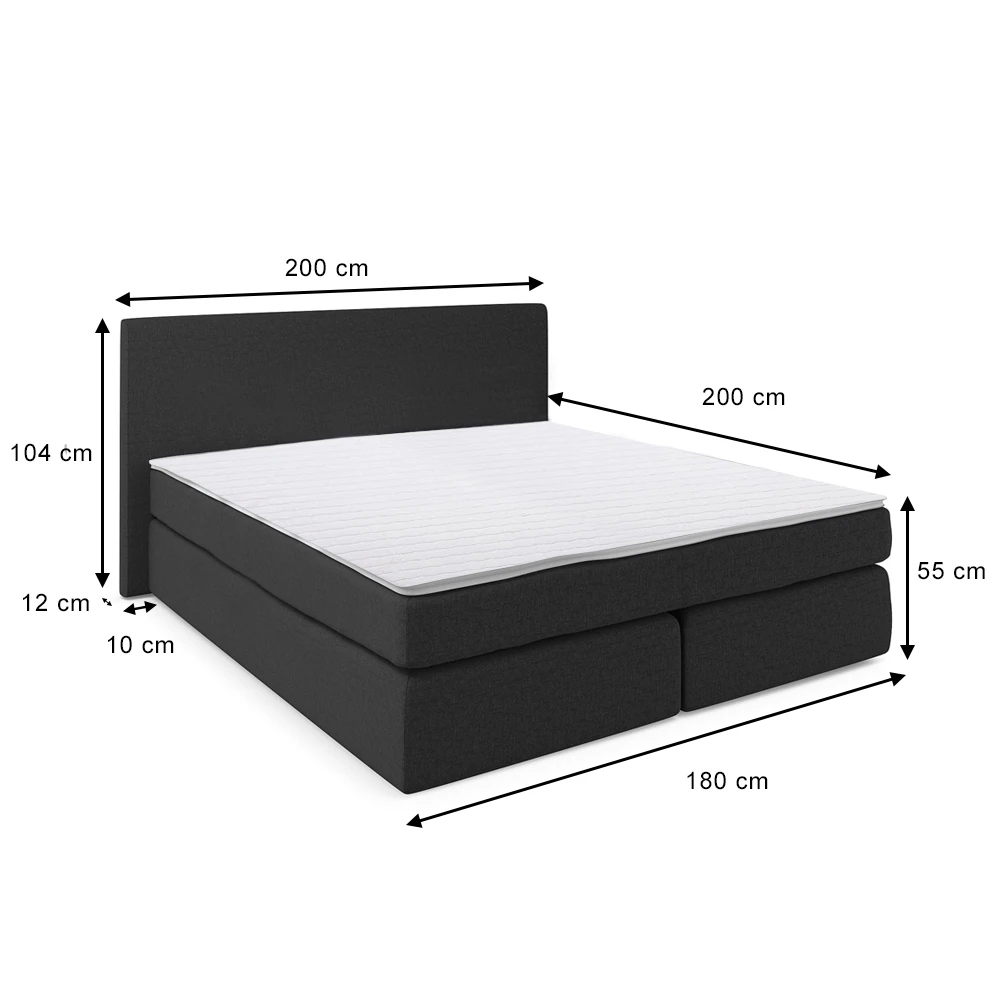 Boxspringbett Schwarz 200 X 200 Cm Mit LED Beleuchtung Vitalispa 5 Boxspringbett Schwarz 200 X 200 Cm Mit LED Beleuchtung Vitalispa – Bild 3