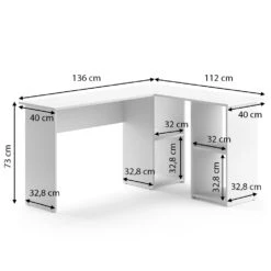 Eckschreibtisch "Carlo" Weiß 136 X 112 Cm Vicco -Vicco m3488 03 ol