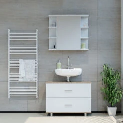 Badmöbel Set "Ilias" Sonoma/Weiß 2 Teile, Unterschrank 80 Cm Vicco -Vicco m3510 04 ol