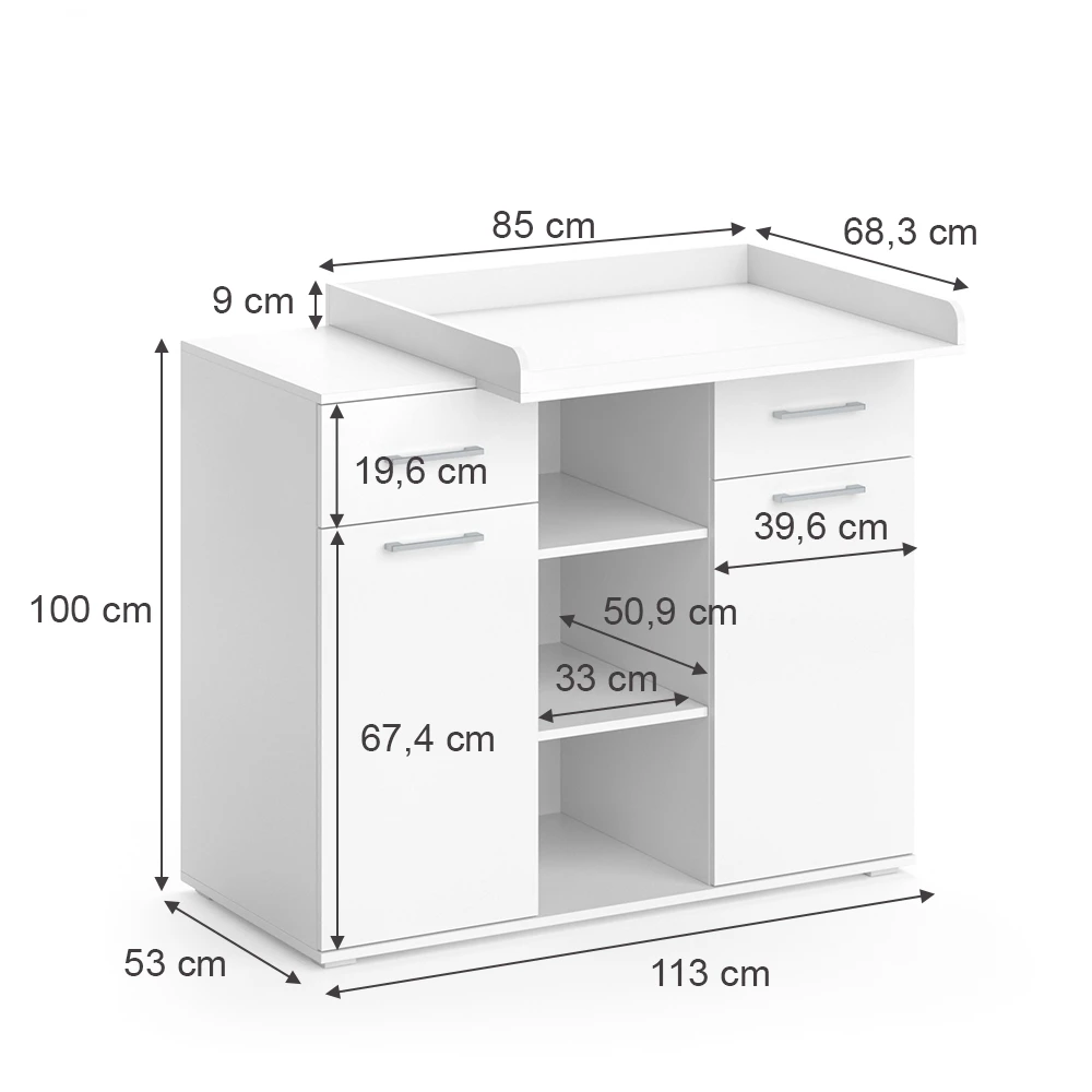 Wickelkommode "Leonie" Weiß 113 X 100 Cm Vicco 5 Wickelkommode "Leonie" Weiß 113 X 100 Cm Vicco – Bild 3