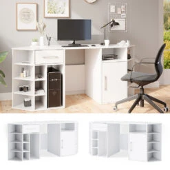 Schreibtisch "Houston" Weiß 181 X 66.5 Cm Mit Ablageflächen Vicco 12 Schreibtisch "Houston" Weiß 181 X 66.5 Cm Mit Ablageflächen Vicco -Vicco m3534 02 ol