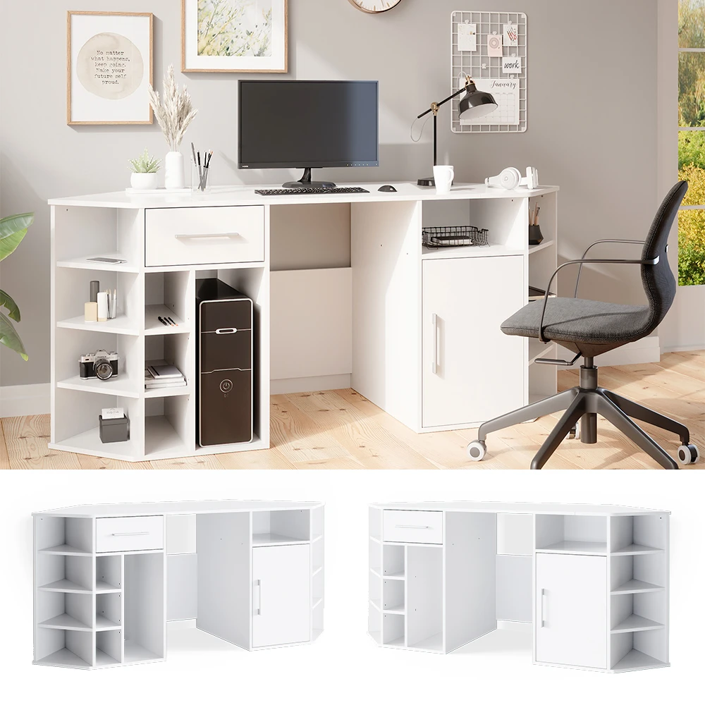 Schreibtisch "Houston" Weiß 181 X 66.5 Cm Mit Ablageflächen Vicco 6 Schreibtisch "Houston" Weiß 181 X 66.5 Cm Mit Ablageflächen Vicco – Bild 4