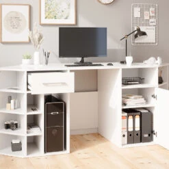 Schreibtisch "Houston" Weiß 181 X 66.5 Cm Mit Ablageflächen Vicco 13 Schreibtisch "Houston" Weiß 181 X 66.5 Cm Mit Ablageflächen Vicco -Vicco m3534 05 ol