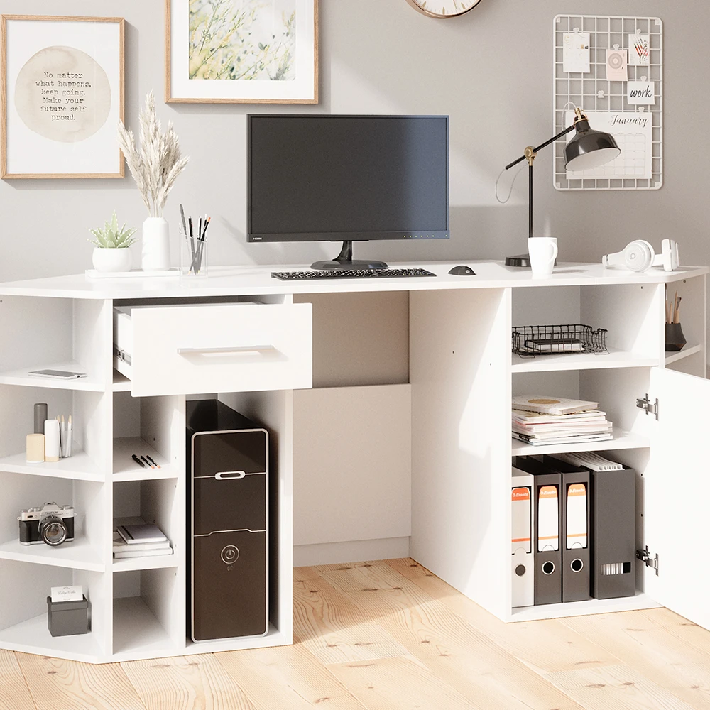 Schreibtisch "Houston" Weiß 181 X 66.5 Cm Mit Ablageflächen Vicco 7 Schreibtisch "Houston" Weiß 181 X 66.5 Cm Mit Ablageflächen Vicco – Bild 5