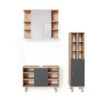 Badmöbel Set "Fynn" Goldkraft Eiche/Anthrazit 3 Teile, Mit Midischrank Tür Groß Vicco -Vicco m3554 01 ol
