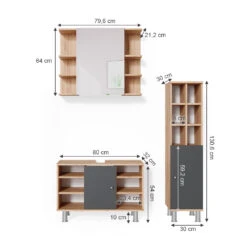 Badmöbel Set "Fynn" Goldkraft Eiche/Anthrazit 3 Teile, Mit Midischrank Tür Groß Vicco 11 Badmöbel Set "Fynn" Goldkraft Eiche/Anthrazit 3 Teile, Mit Midischrank Tür Groß Vicco -Vicco m3554 03 ol