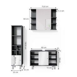 Badmöbel Set "Fynn" Anthrazit/Weiß 3 Teile, Mit Midischrank Tür Klein Vicco 11 Badmöbel Set "Fynn" Anthrazit/Weiß 3 Teile, Mit Midischrank Tür Klein Vicco -Vicco m3559 03 ol