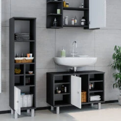 Badmöbel Set "Fynn" Anthrazit/Weiß 3 Teile, Mit Midischrank Tür Klein Vicco 13 Badmöbel Set "Fynn" Anthrazit/Weiß 3 Teile, Mit Midischrank Tür Klein Vicco -Vicco m3559 05 ol