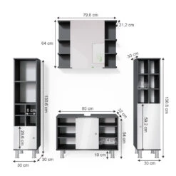 Badmöbel Set "Fynn" Anthrazit/Weiß 4 Teile, Mit Midischränke Vicco 11 Badmöbel Set "Fynn" Anthrazit/Weiß 4 Teile, Mit Midischränke Vicco -Vicco m3560 03 ol