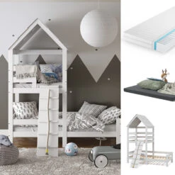 Hausbett "Teddy" Weiß 90x200 Cm Mit 2 Matratzen Vitalispa 11 Hausbett "Teddy" Weiß 90x200 Cm Mit 2 Matratzen Vitalispa -Vicco m3612 m2 02 ol