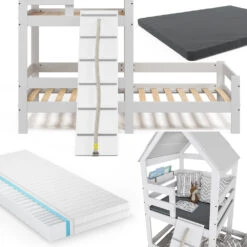 Hausbett "Teddy" Weiß 90x200 Cm Mit 2 Matratzen Vitalispa 15 Hausbett "Teddy" Weiß 90x200 Cm Mit 2 Matratzen Vitalispa -Vicco m3612 m2 06 ol