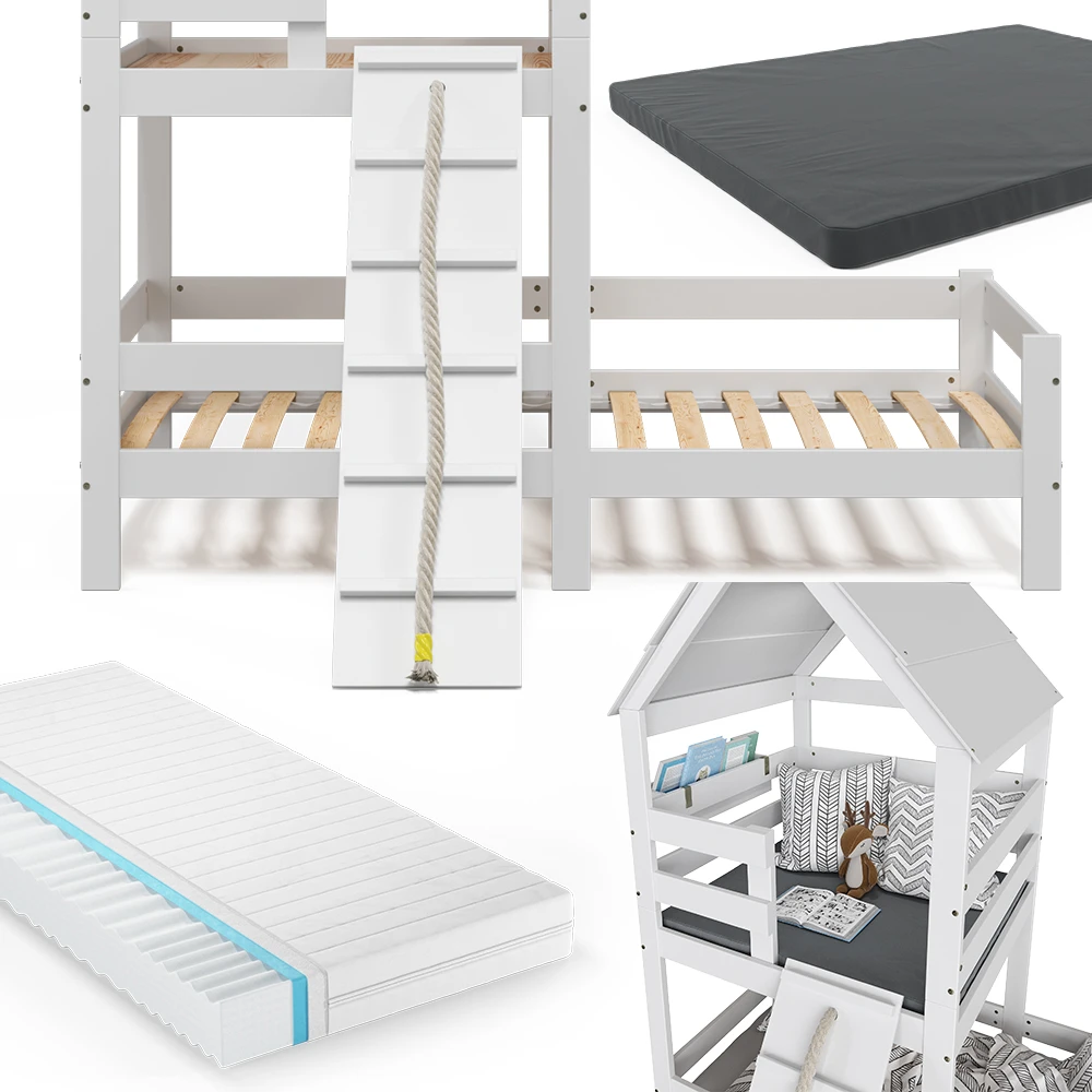 Hausbett "Teddy" Weiß 90x200 Cm Mit 2 Matratzen Vitalispa 8 Hausbett "Teddy" Weiß 90x200 Cm Mit 2 Matratzen Vitalispa – Bild 6