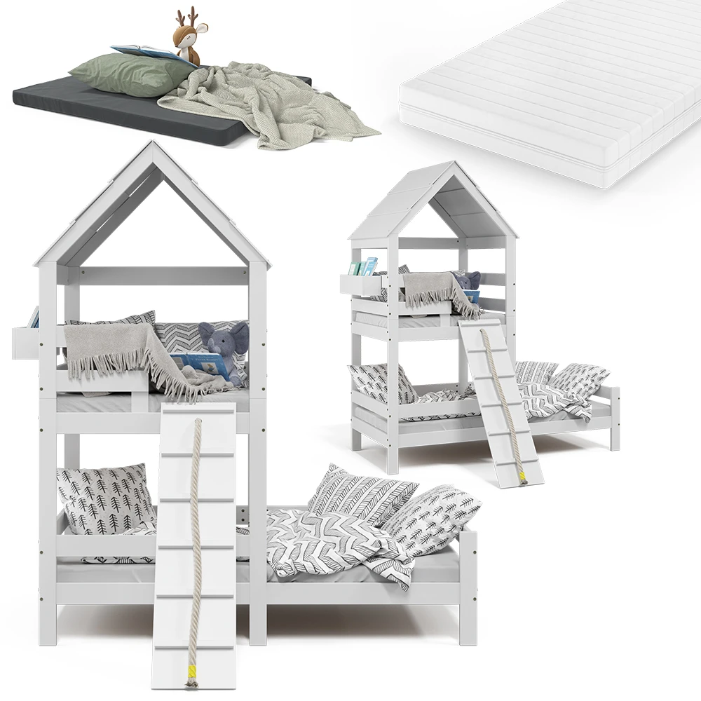 Hausbett "Teddy" Weiß 90x200 Cm Mit 2 Matratzen Vitalispa 9 Hausbett "Teddy" Weiß 90x200 Cm Mit 2 Matratzen Vitalispa – Bild 7