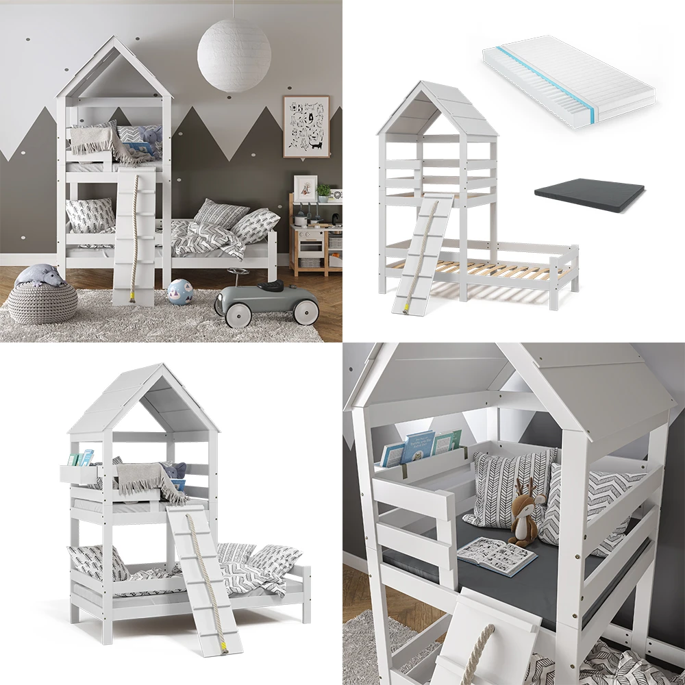 Hausbett "Teddy" Weiß 90x200 Cm Mit 2 Matratzen Vitalispa 10 Hausbett "Teddy" Weiß 90x200 Cm Mit 2 Matratzen Vitalispa – Bild 8