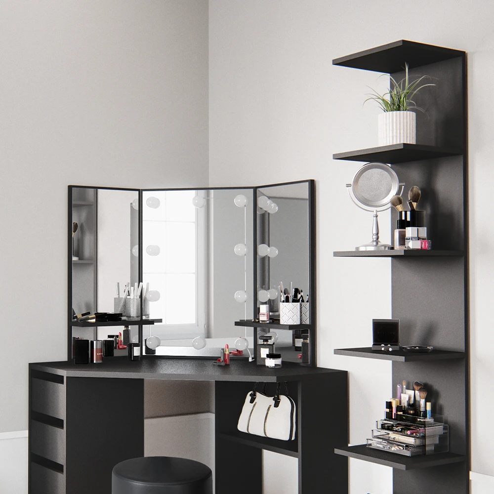 Wandregal "Paolo" Schwarz 30 X 190 Cm 2er Set Vicco 7 Wandregal "Paolo" Schwarz 30 X 190 Cm 2er Set Vicco – Bild 5