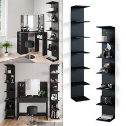 Wandregal "Paolo" Schwarz 30 X 190 Cm 2er Set Vicco 17 Wandregal "Paolo" Schwarz 30 X 190 Cm 2er Set Vicco -Vicco m3692 08 ol