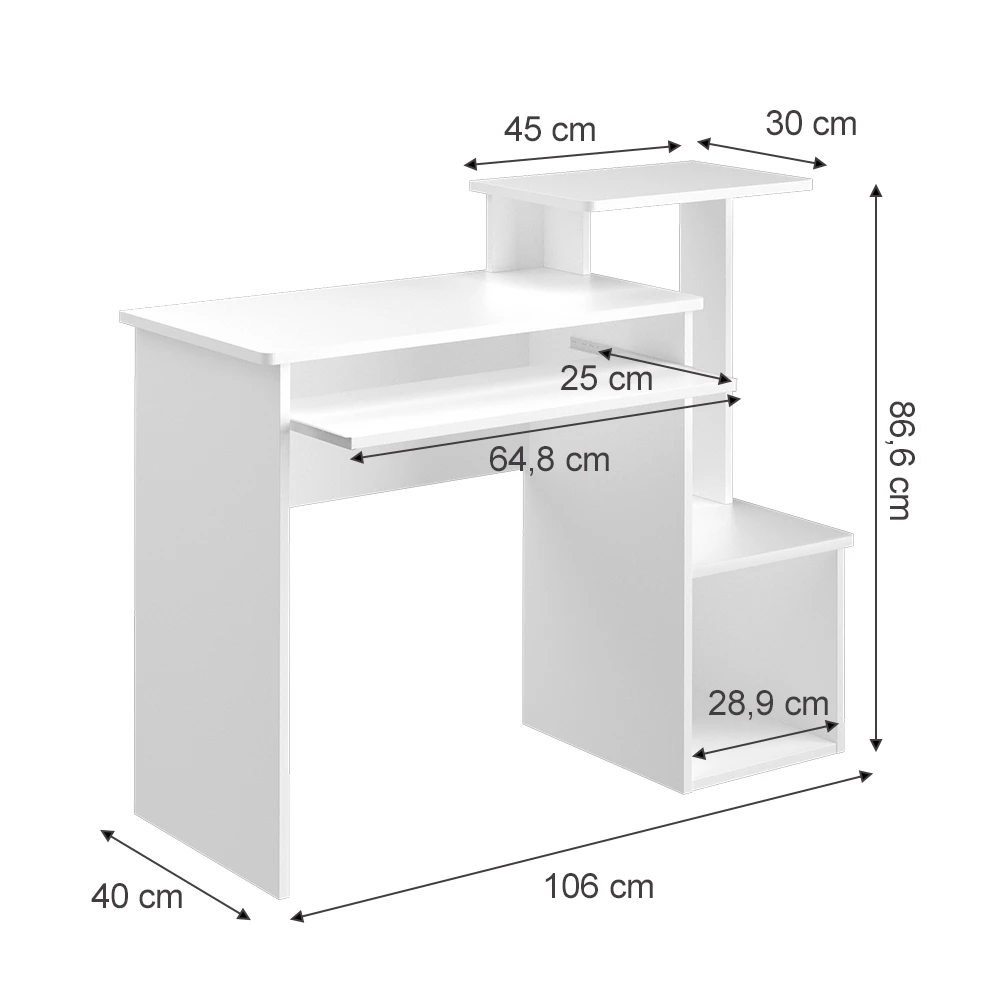 Schreibtisch "Karl" Weiß 106 X 40 Cm Vicco 5 Schreibtisch "Karl" Weiß 106 X 40 Cm Vicco – Bild 3