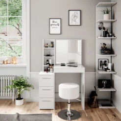 Schminktisch "Meryl" Weiß 80 Cm Mit Hocker Vicco -Vicco m3721 hw 04 ol