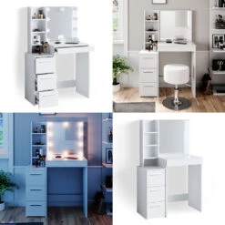 Schminktisch "Meryl" Weiß 80 Cm Mit Hocker Vicco -Vicco m3721 hw 08 ol