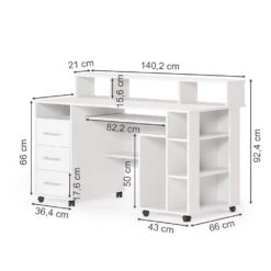 Schreibtisch "Bern" Weiß 140 X 66 Cm Vicco -Vicco m3723 03 ol