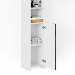 Badschrank "Nero" Marmor 30 X 195 Cm Mit Türen, Und Offenen Fächern Vicco -Vicco m3735 06 ol