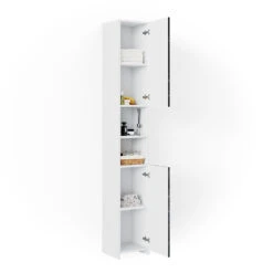 Badschrank "Nero" Marmor 30 X 195 Cm Mit Türen, Und Offenen Fächern Vicco -Vicco m3735 07 ol