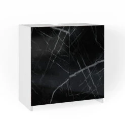 Waschbeckenunterschrank "Nero" Marmor 58 X 60 Cm Mit 2 Türen Vicco