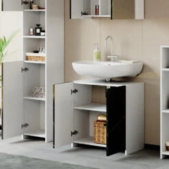 Waschbeckenunterschrank "Nero" Marmor 58 X 60 Cm Mit 2 Türen Vicco -Vicco m3736 05 ol