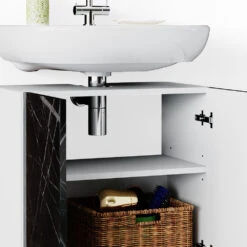 Waschbeckenunterschrank "Nero" Marmor 58 X 60 Cm Mit 2 Türen Vicco -Vicco m3736 06 ol